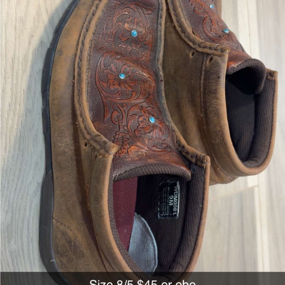 Twisted X Brown Embossed Leather Loafers